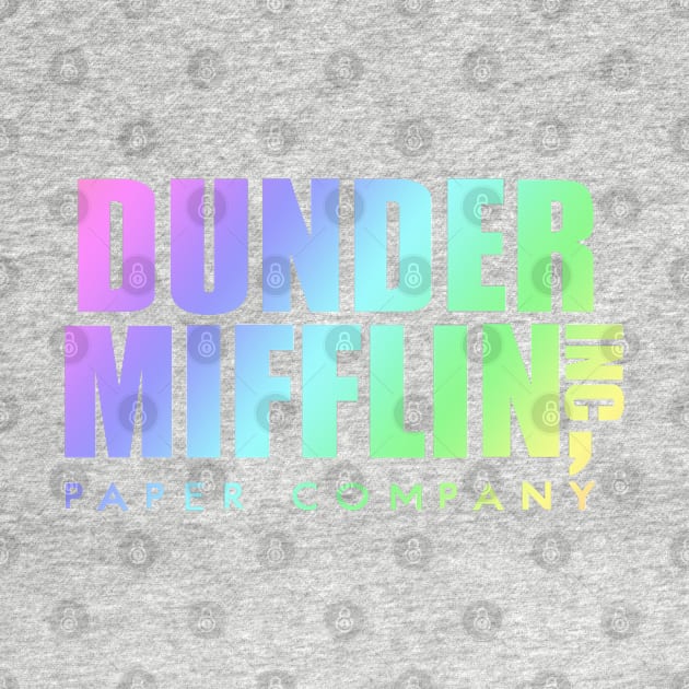 Rainbow Dunder Mifflin Logo from The Office white background by sunnytvart